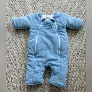 Baby Merlin's Magic Sleepsuit Swaddle Blue Fleece Large 6-9 Months EUC